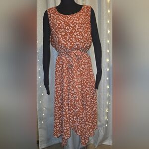 Dress Barn Orange Floral Midi Dress